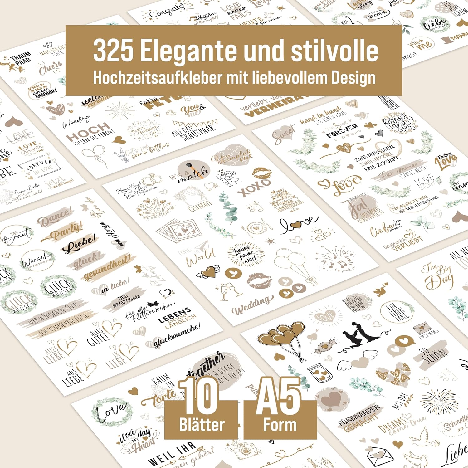 Thumbnail 4 de colortouch Hochzeitsaufkleber fürs Gästebuch (325 Motive) – Sticker für Wedding Scrapbook, Vintage-Bullet-Journal & Fotoalbum