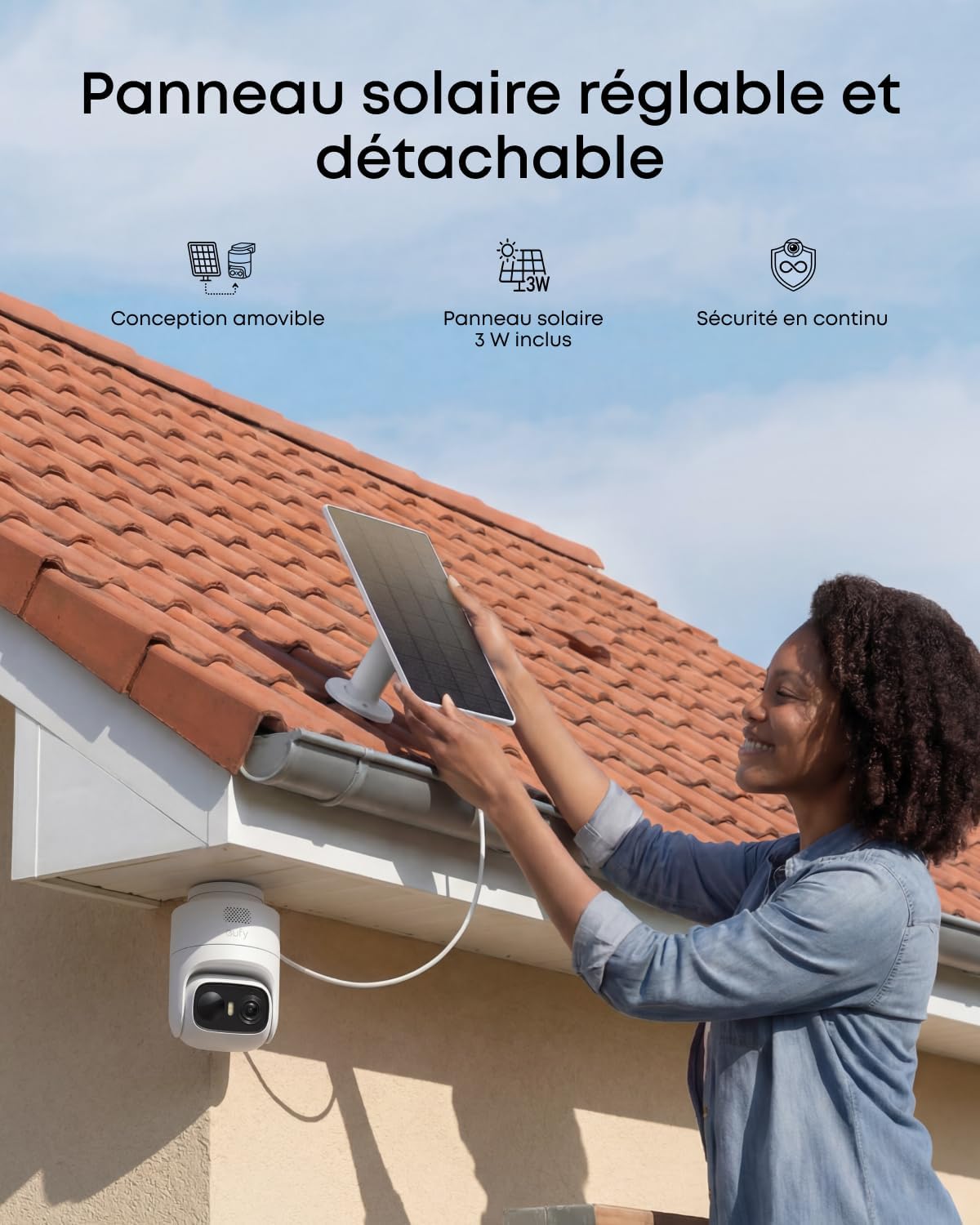 Detalle 2 de eufyCam C37: Caméra de surveillance extérieure 2K avec suivi IA 360° et solaire