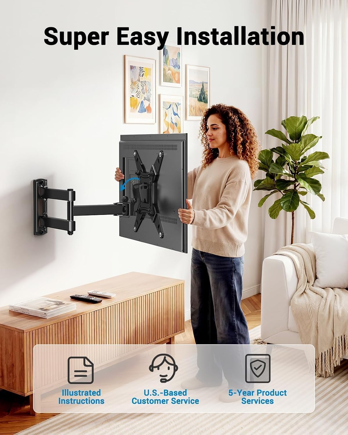 Thumbnail 6 de Pipishell Full Motion TV Wall Mount 44 lbs