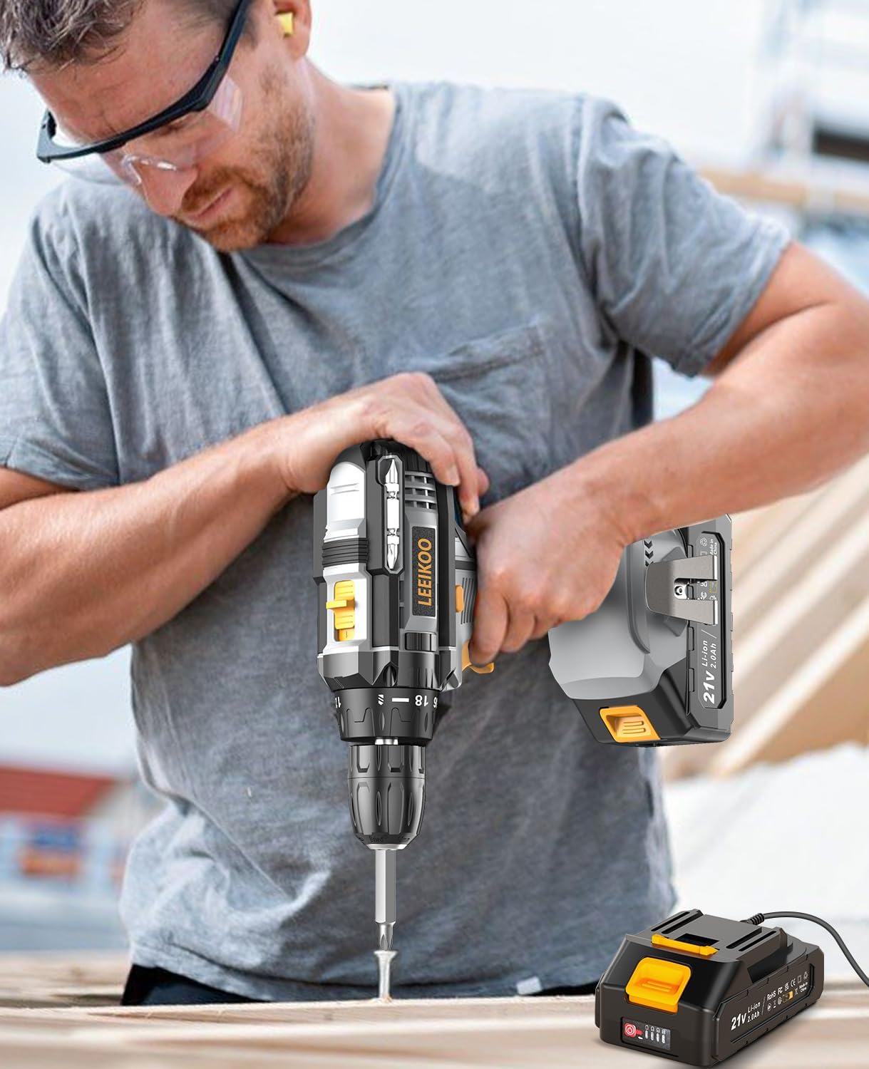 Thumbnail 1 de LEEIKOO Trapano Avvitatore 21V 42N.m