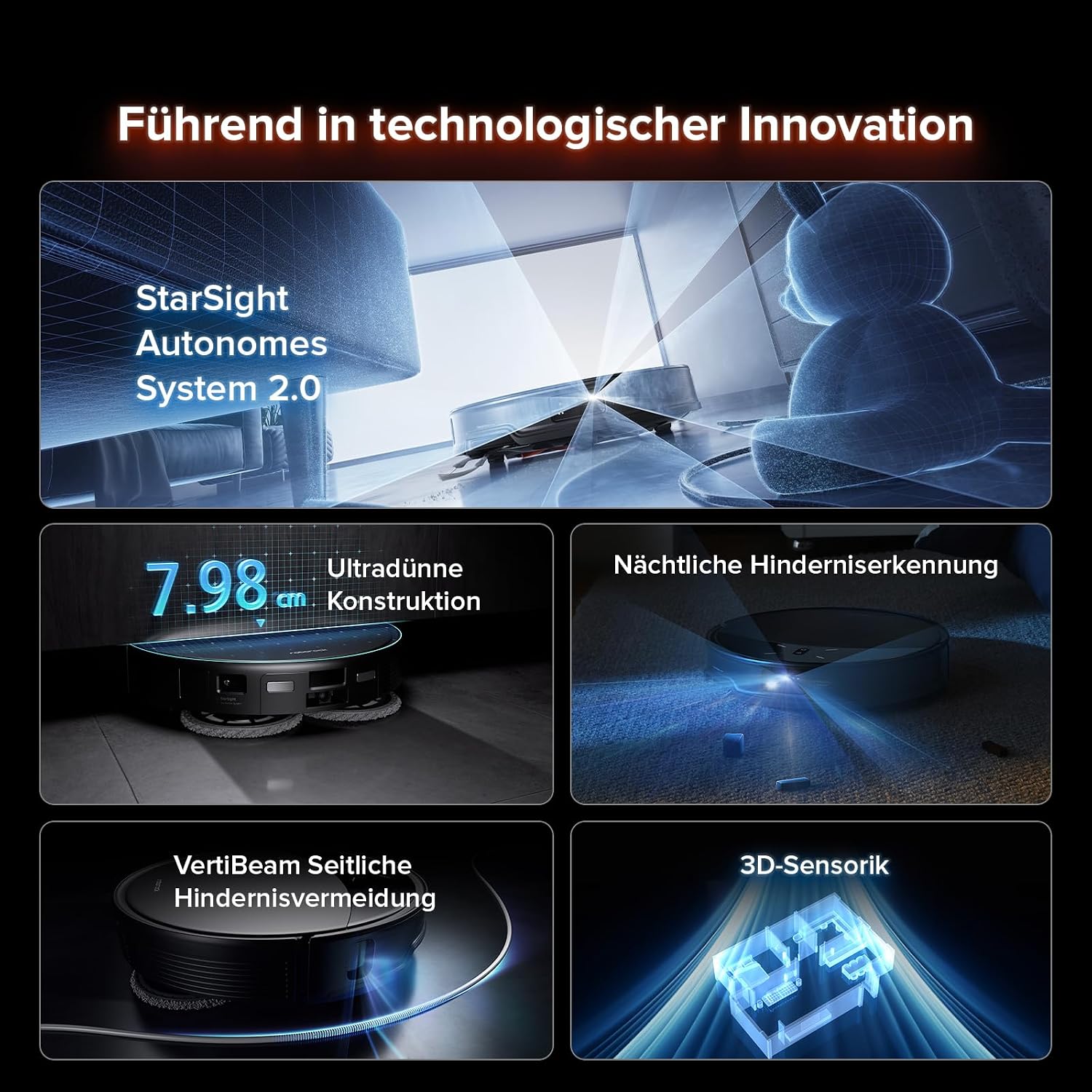 Detalle de roborock Saros 10R Saugroboter mit Wischfunktion – ultra flach, autonomes Reinigungs-System und Smart Docking