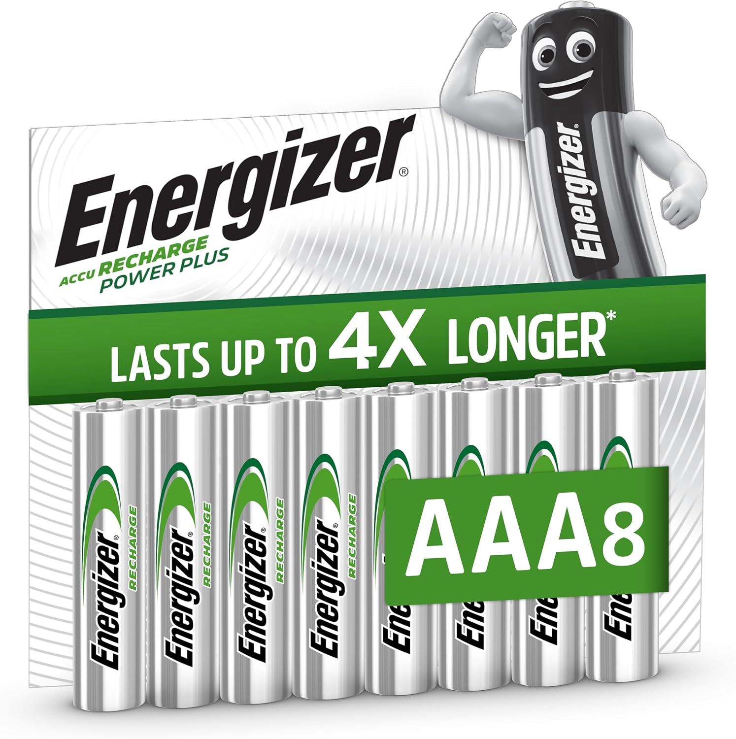Detalle de Energizer Recharge Power Plus AAA Akkus (8 Stück) – 700 mAh NiMH, langlebige Wiederaufladbarkeit