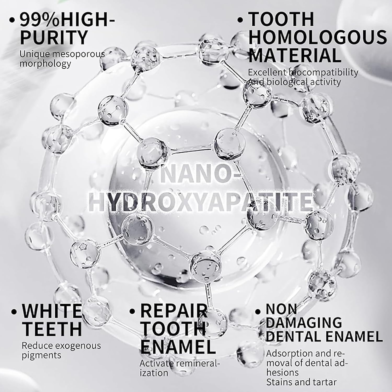 Detalle de Ayzololo 7.5% Hydroxyapatite Toothpaste for Enamel Protection (Fluoride-Free), Fresh Mint