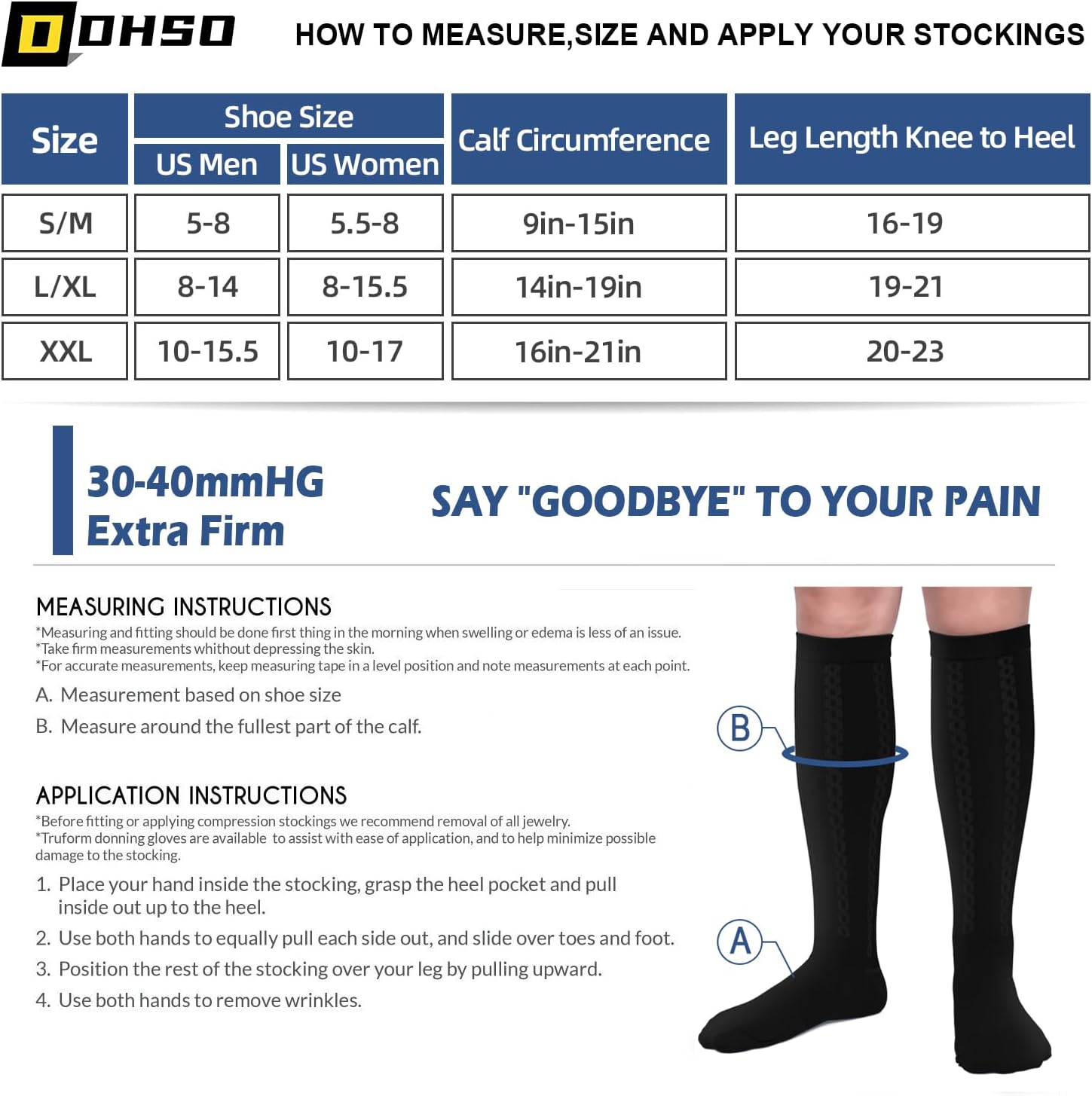 Thumbnail 4 de DHSO 30–40 mmHg Knee-High Compression Socks, 2 Pairs