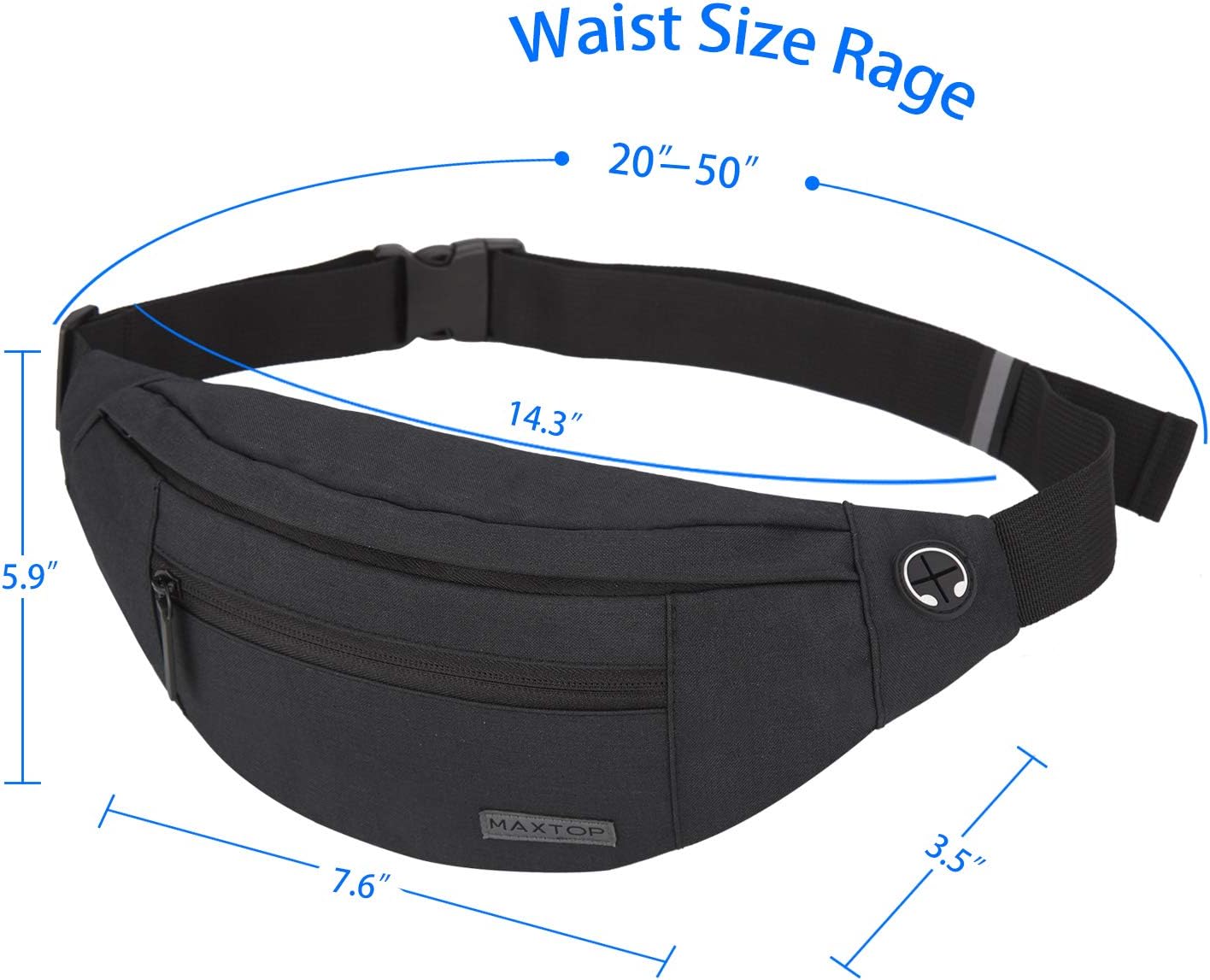 Detalle de MAXTOP Large Bumbag Bum Bag 4 pockets