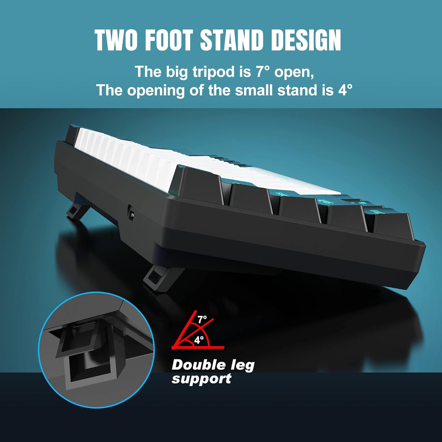 Thumbnail 2 de Snpurdiri 60% wired mechanical gaming keyboard with red switches and ice blue LED backlight (61 keys, detachable USB-C)