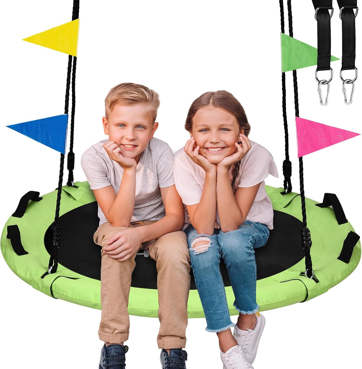 HeyZoo Tree Swing, Saucer Swing 40 Inch for Kids — Yellow-Green, 900lb Capacity