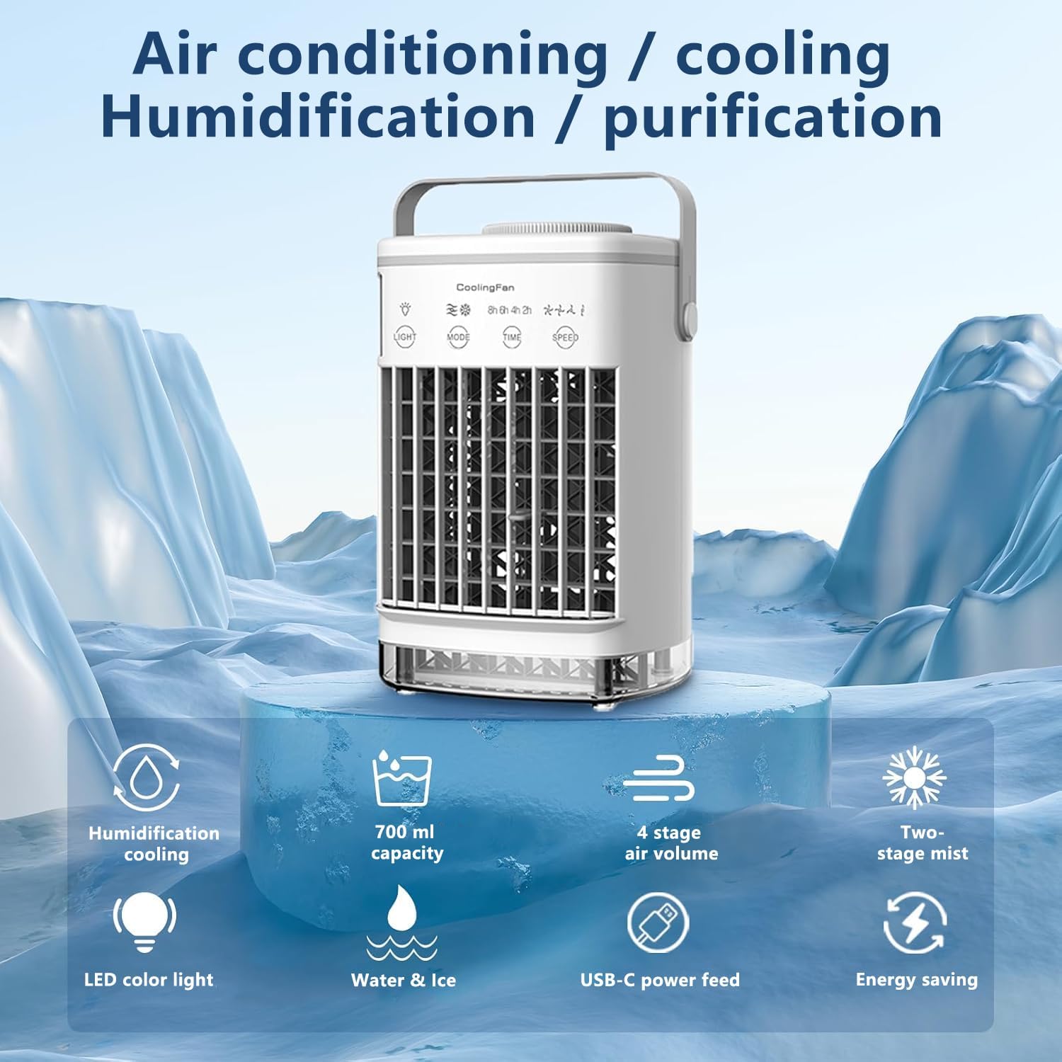 Thumbnail 1 de Portable Air Cooler 3-in-1: Personal Evaporative Cooler with 700ml Tank