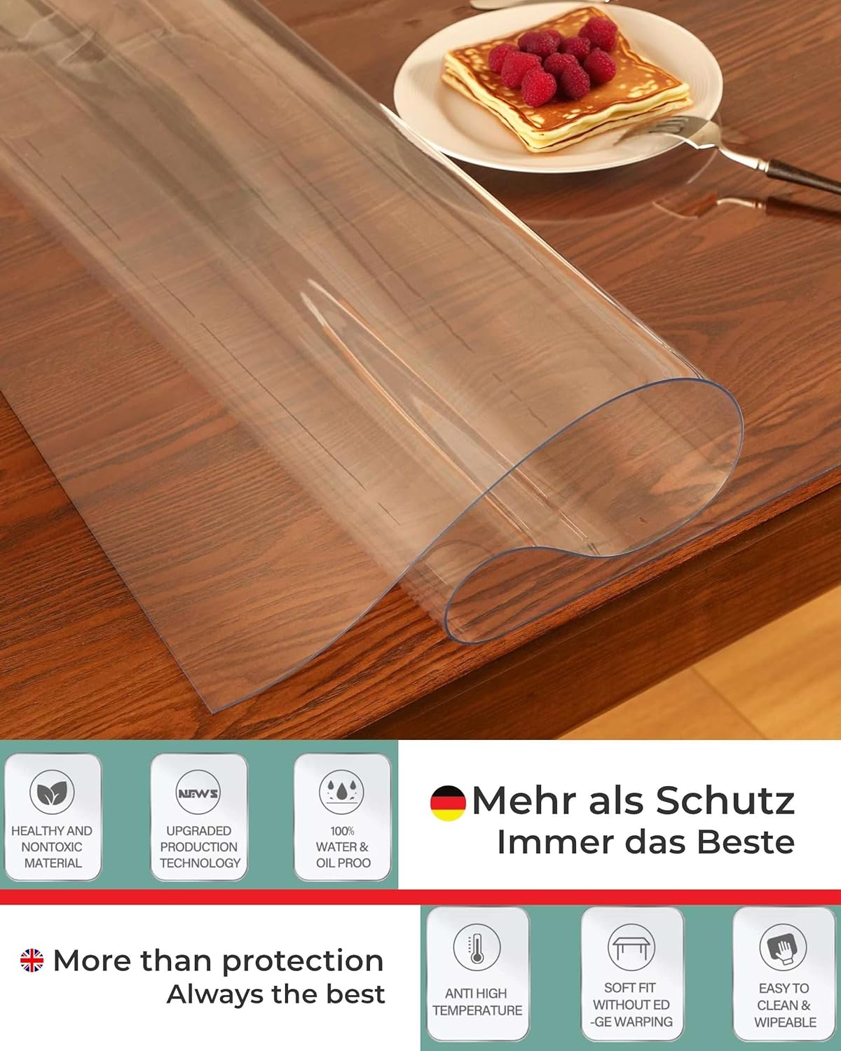 Thumbnail 3 de Artwelt Tischdecke Transparent Tischfolie 2.0 mm – Glasklarer Schutz für Tischplatte und Deko