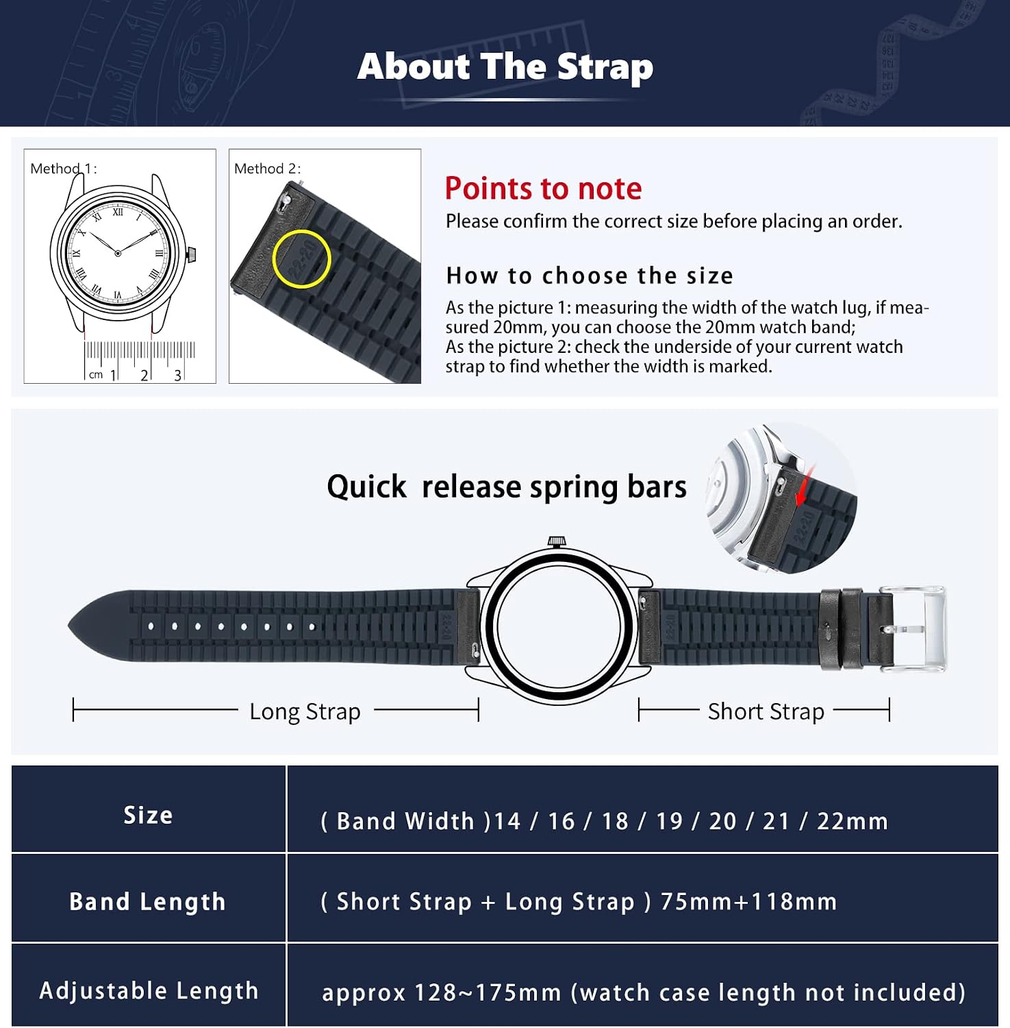Thumbnail 5 de BINLUN Leder Silikon Uhrenarmband 22mm