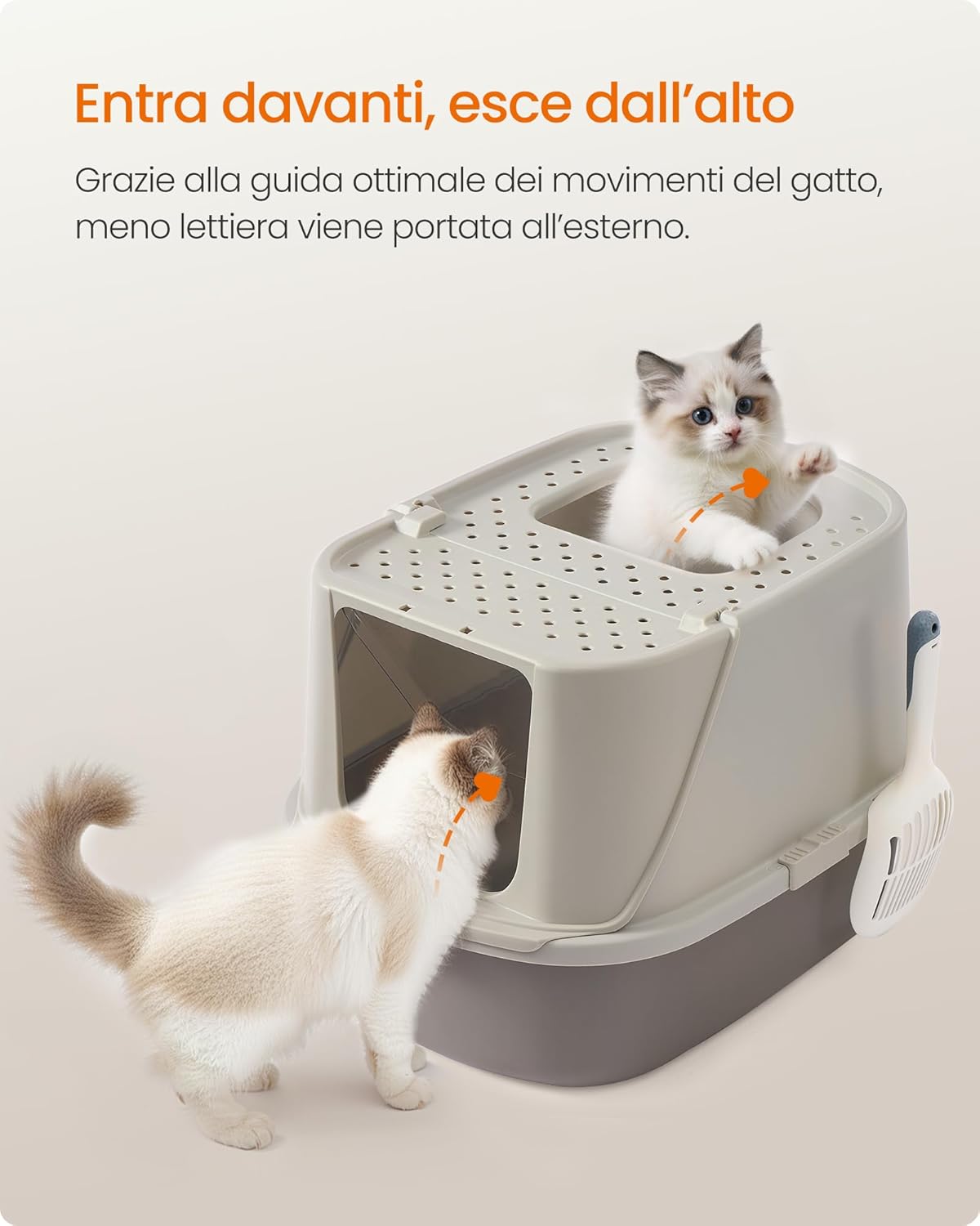 Thumbnail 5 de Feandrea Lettiera XXL per Gatti con Coperchio e Paletta – Colore Avena e Grigio Caldo PPT011LH01