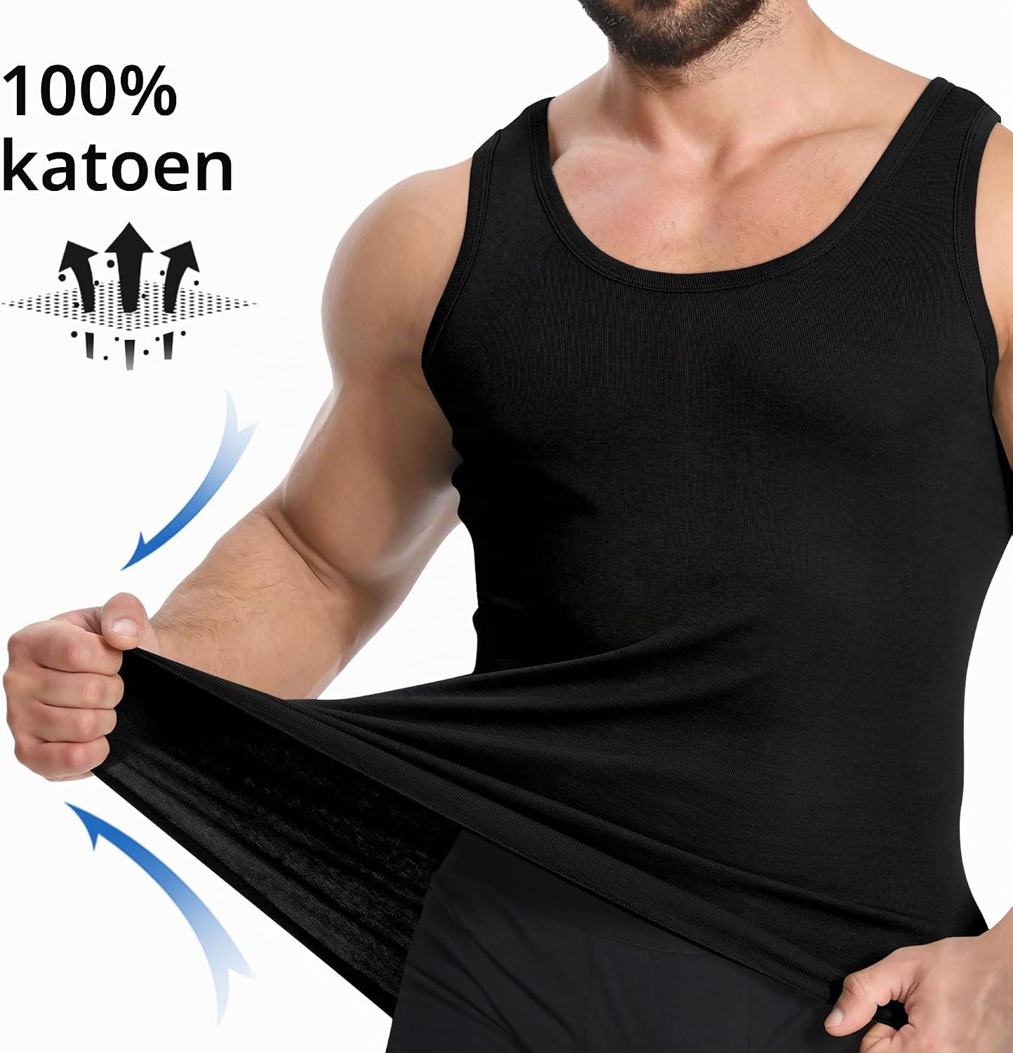 Detalle 1 de YOUCHAN heren-tanktop, 3-pack naadloos onderhemd van 100% katoen