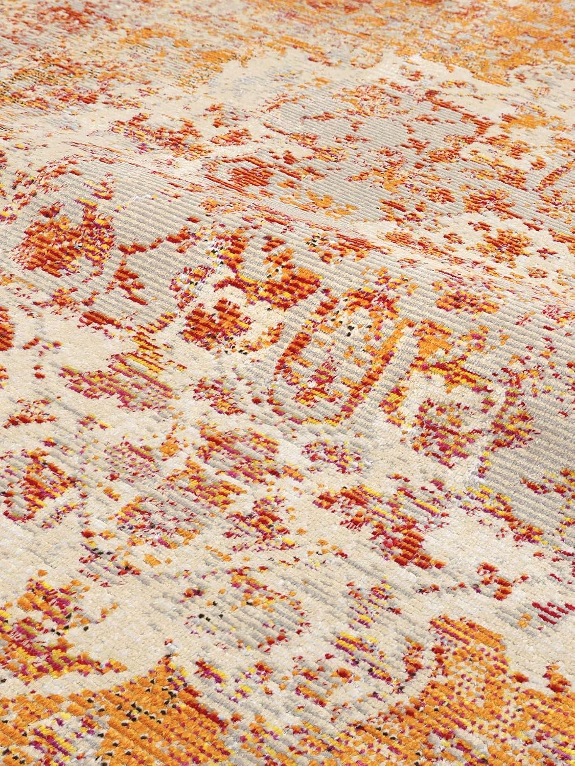 Detalle de RugVista Nadia vintage tapijt 200 x 200 cm, oranje, middelhoge pool