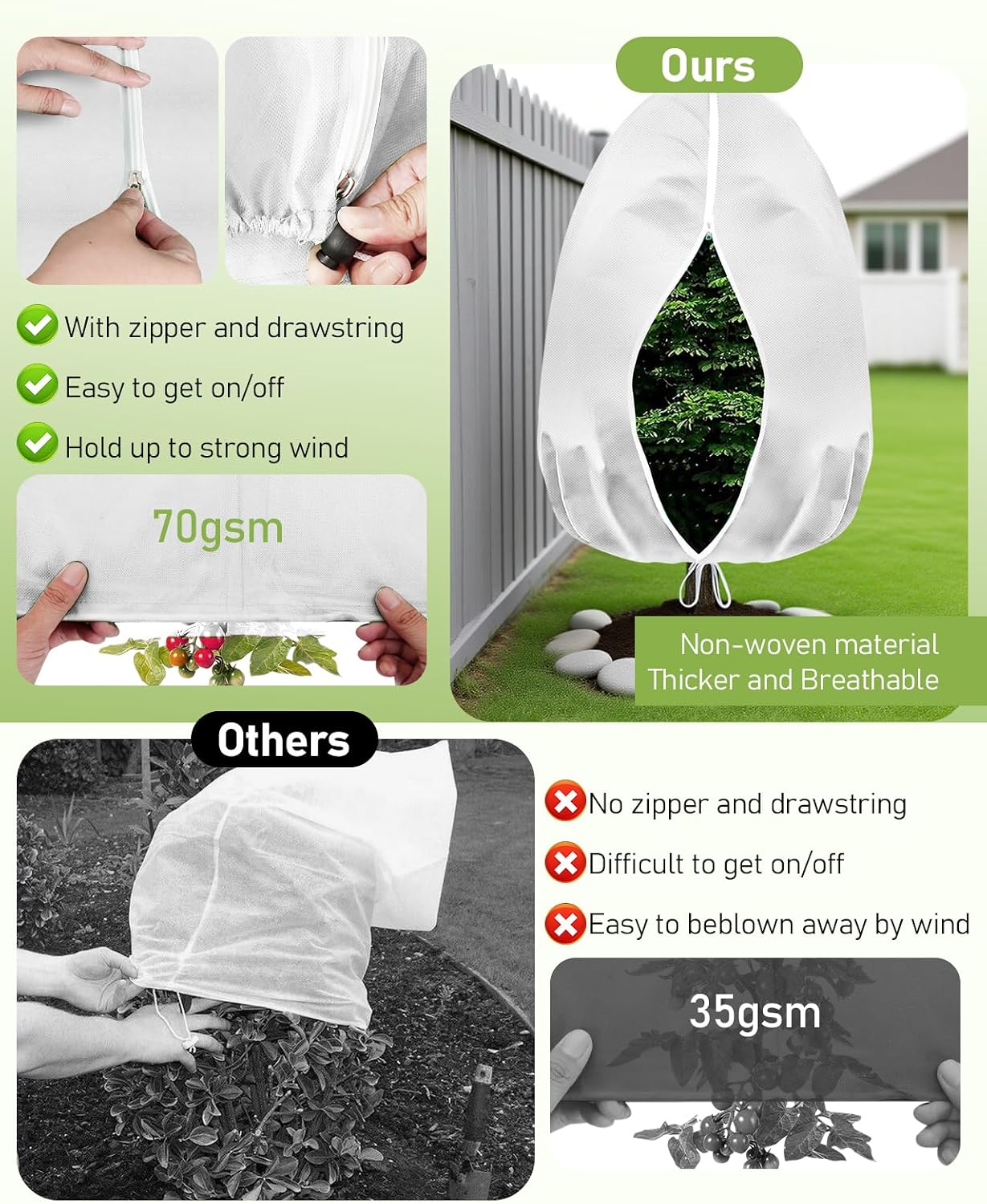 Detalle de 2 Pack Plant Frost Protection Covers 120x180cm garden fleece