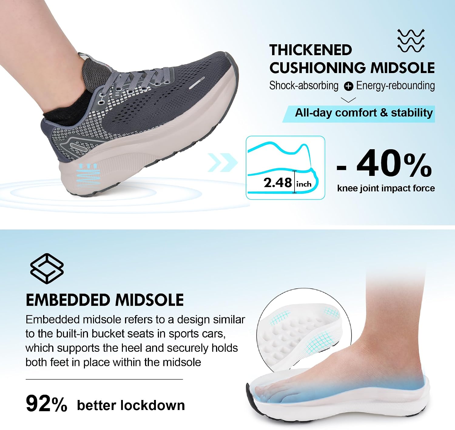 Thumbnail 6 de JACKSHIBO Wide Toe Box Sneakers 1.57 in