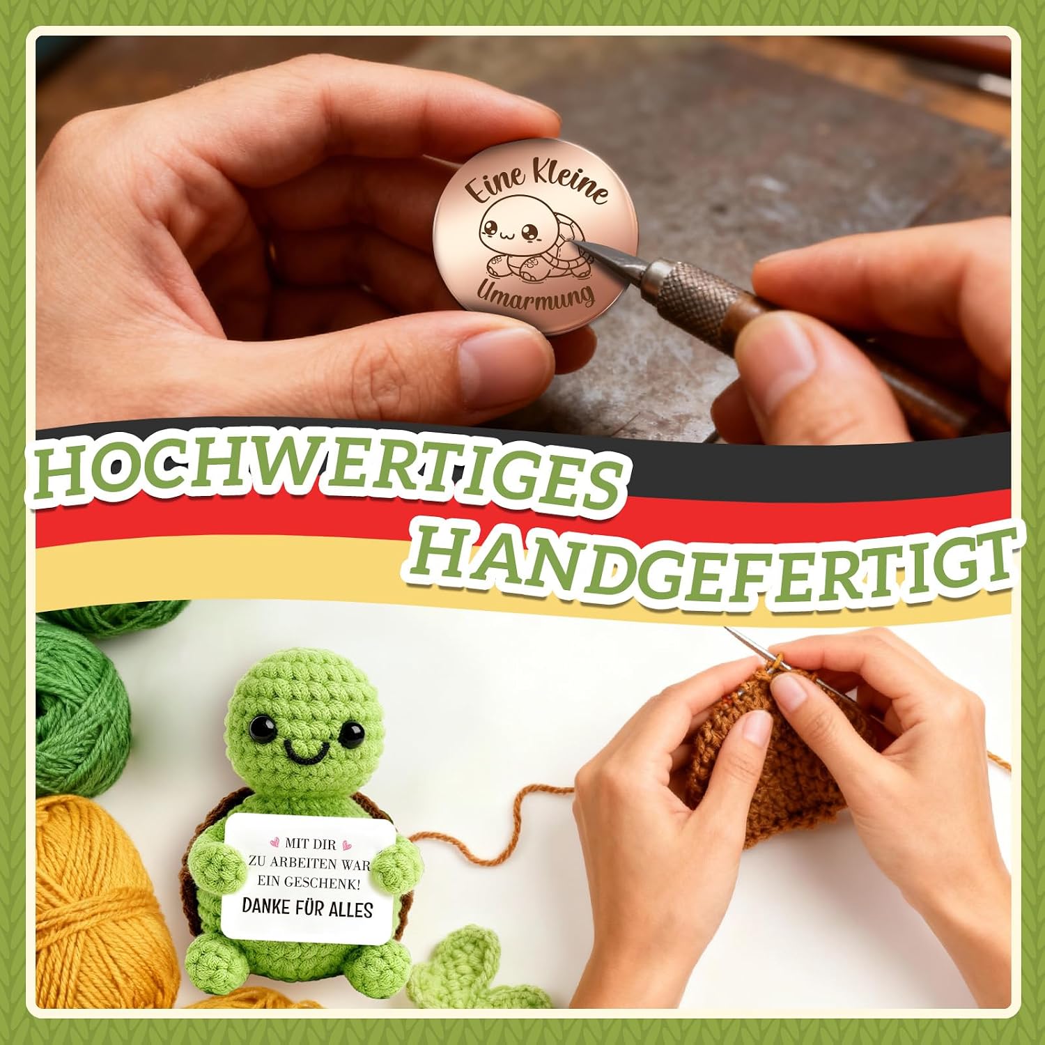 Thumbnail 6 de Giftota Abschiedsgeschenk für Kollegin & Kollege: Pocket Hug Schildkröte mit Mutmacher-Glucksmünze