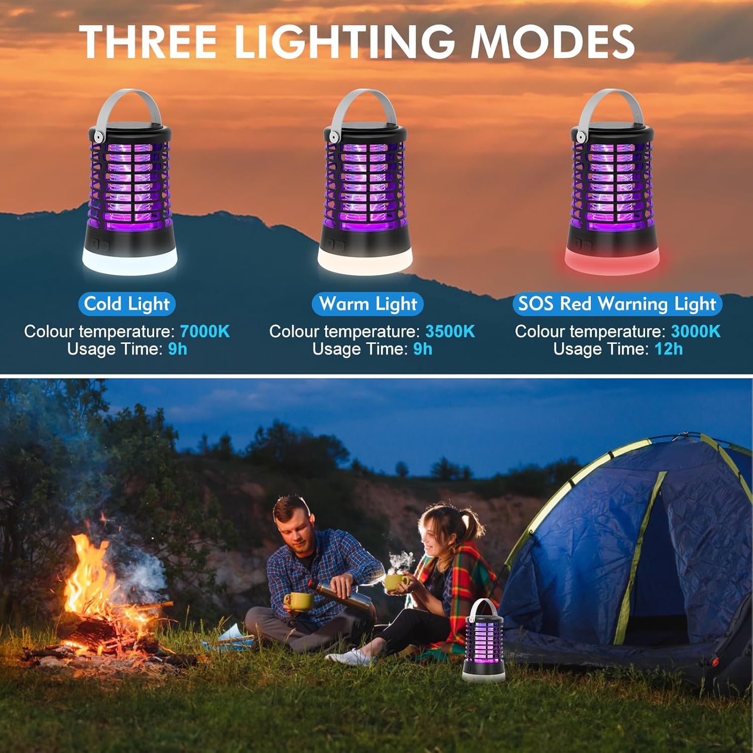Thumbnail 2 de Regevo Lampe Anti Moustique Exterieur – Lampe 3 en 1 pour camping, USB-C, IP66, 2200mAh