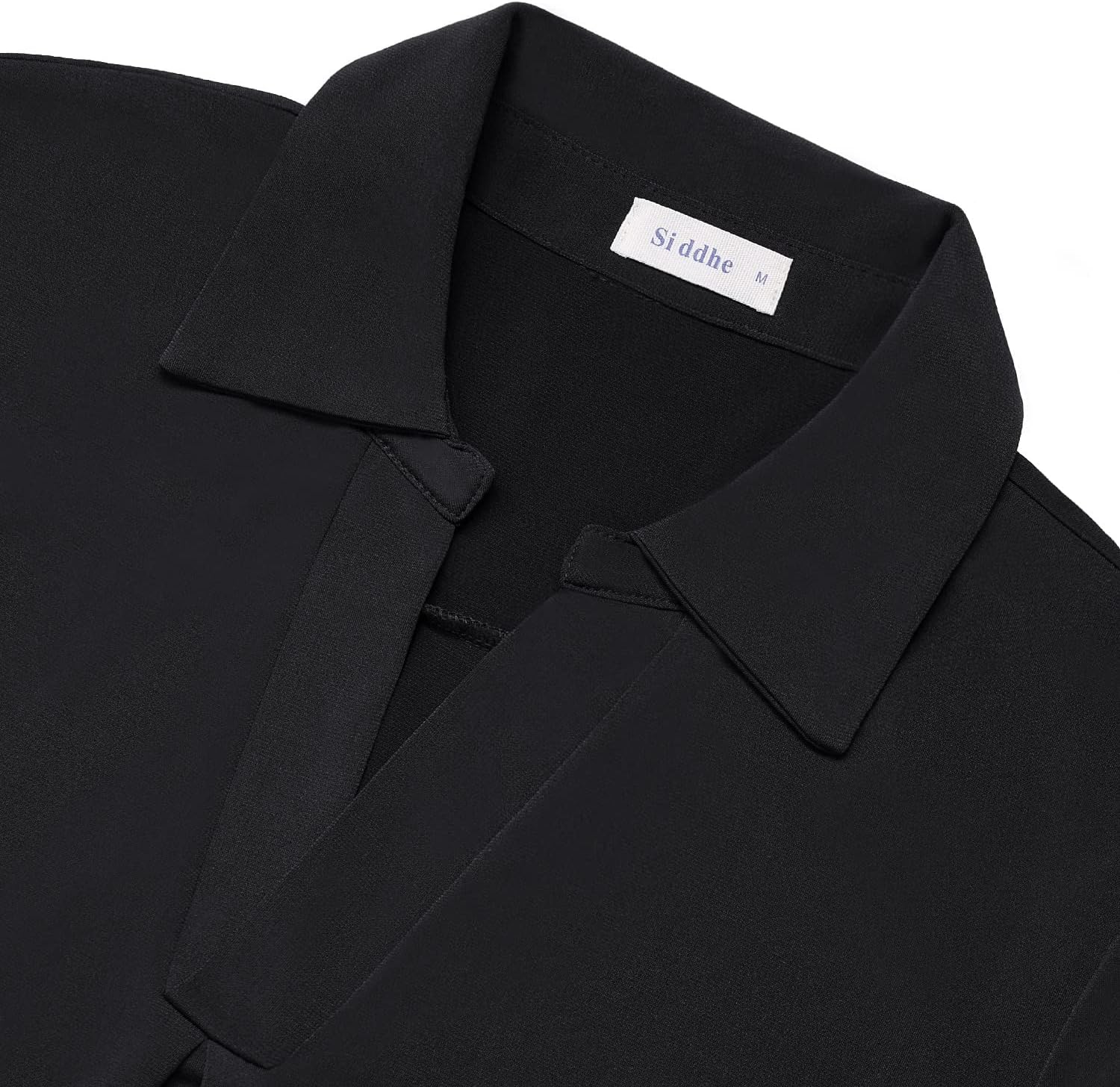 Detalle de Siddhe Damen V-Ausschnitt Bluse mit 3/4-Ärmeln – Tunika-Longshirt im lockeren A-Linien-Stil