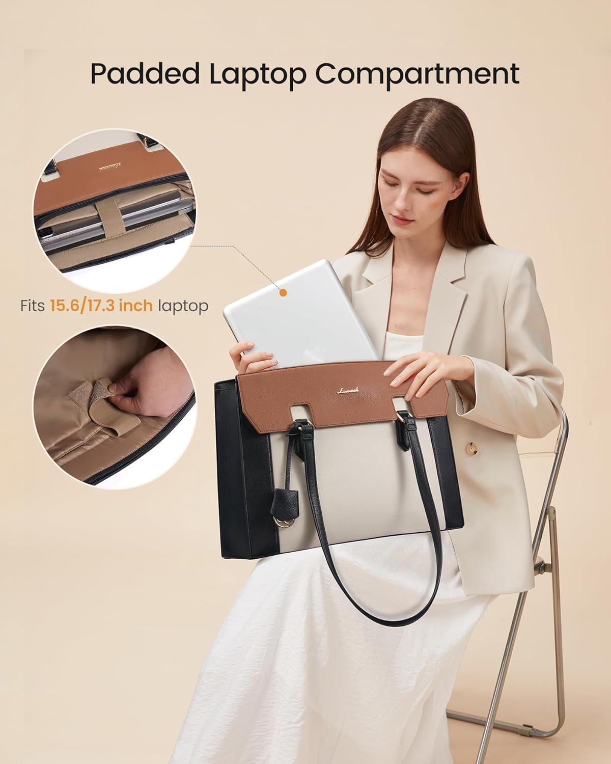 Thumbnail 3 de LOVEVOOK Damen Handtasche & Laptoptasche bis 15,6 Zoll – Shopper Tote Bag für Büro, Uni & Schule