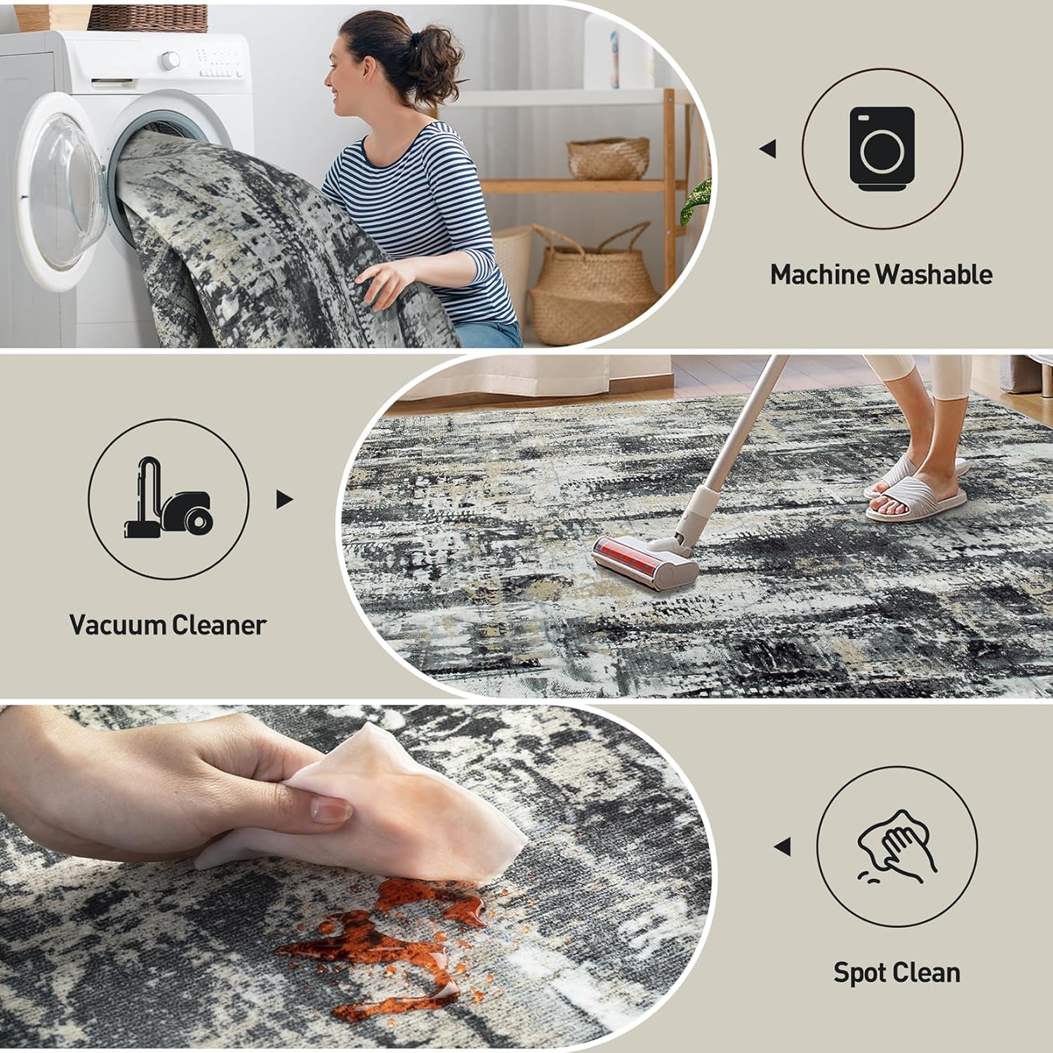 Detalle de 8x10 Washable Area Rug Modern Abstract