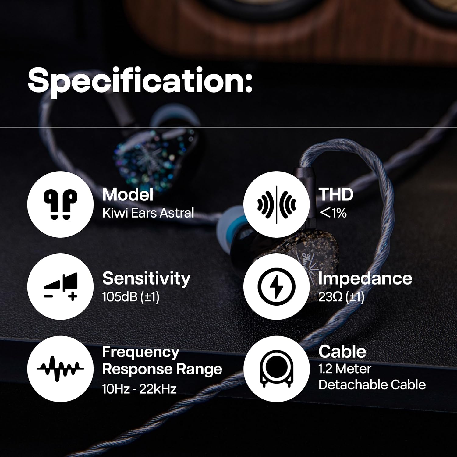 Thumbnail 5 de Linsoul Kiwi Ears Astral Hybrid 1DD+6BA Wired In-Ear Monitors (Blue) for Studio Recording, Mixing & Gaming