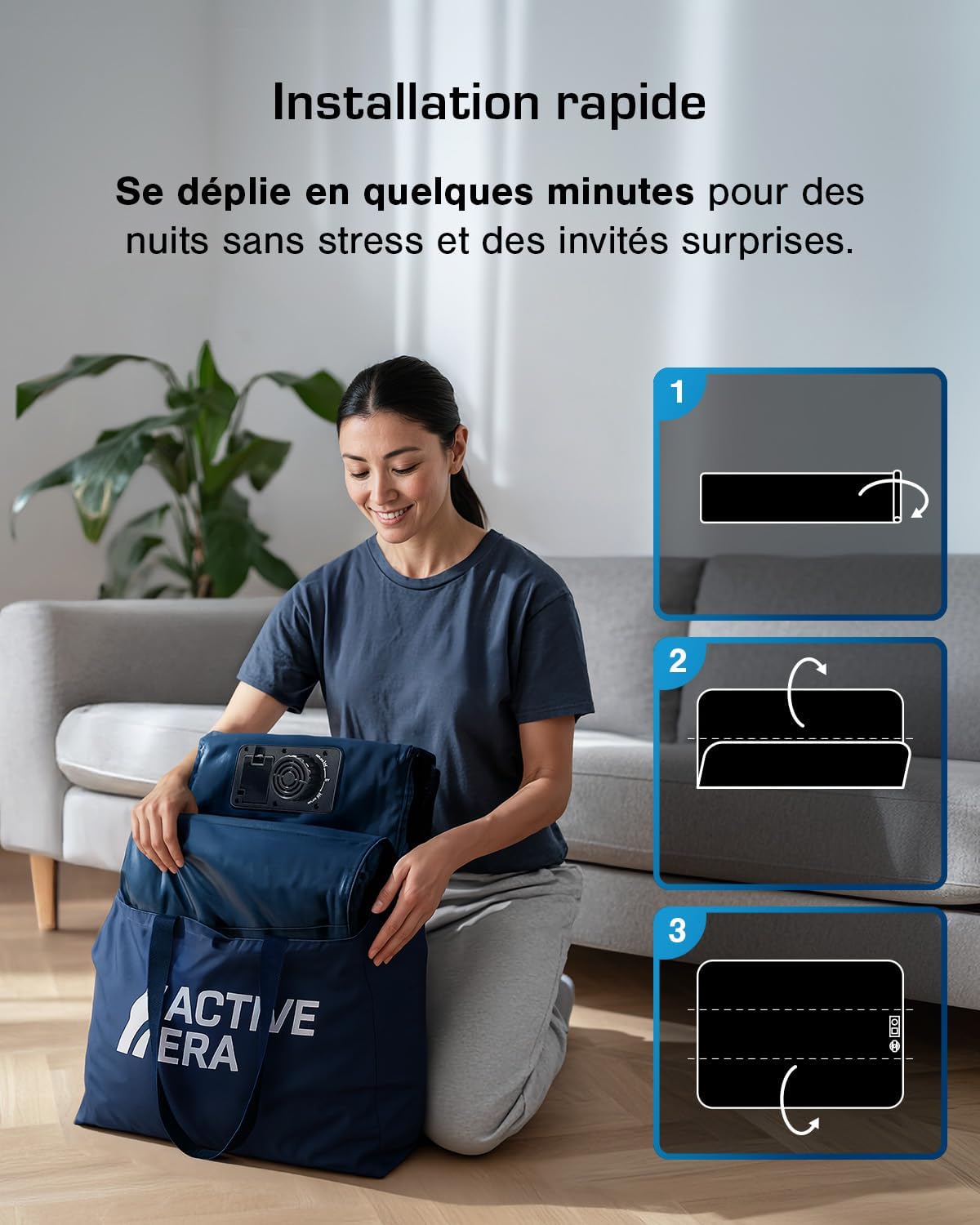 Thumbnail 2 de Active Era Matelas gonflable 1 place 99×188×36,5 cm – Confort Max avec pompe électrique intégrée