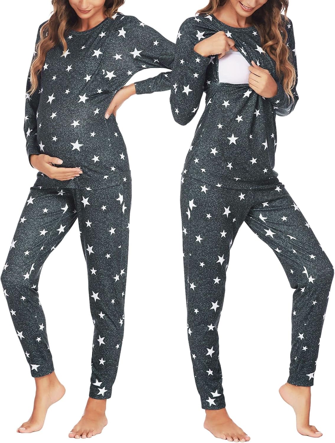 Thumbnail 6 de Ekouaer Pyjama Femme Grossesse – Ensemble de Pyjama Hiver Maternité long, confort et nursing