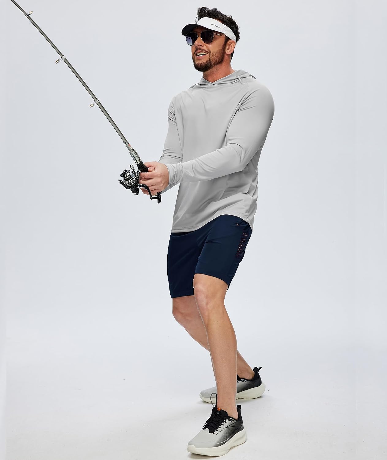 Detalle 2 de ZITY 5 Pack Mens UPF 50+ Hoodie Shirts: Sun Protection, Fast-Dry Hoodie Tops for Active Outdoors
