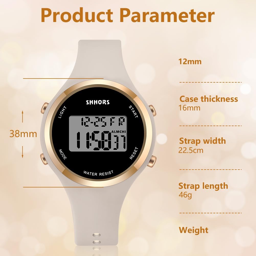 Detalle 2 de OFFCUP Damenuhr Digital Uhr Damen Silikonarmband