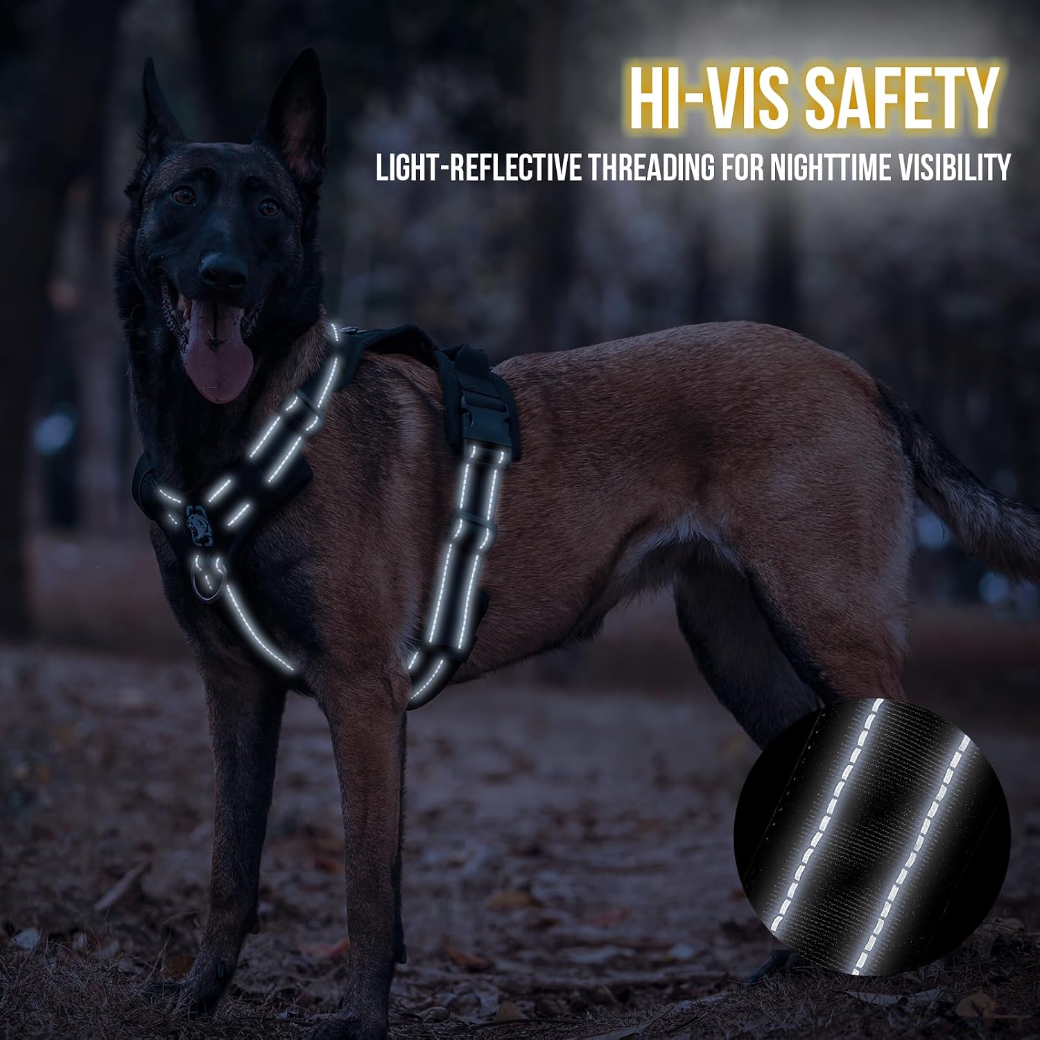 Detalle de Onetigris Diesel No-Pull Dog Harness (Large, XL) with Soft Padded Chest and Reflective Trim