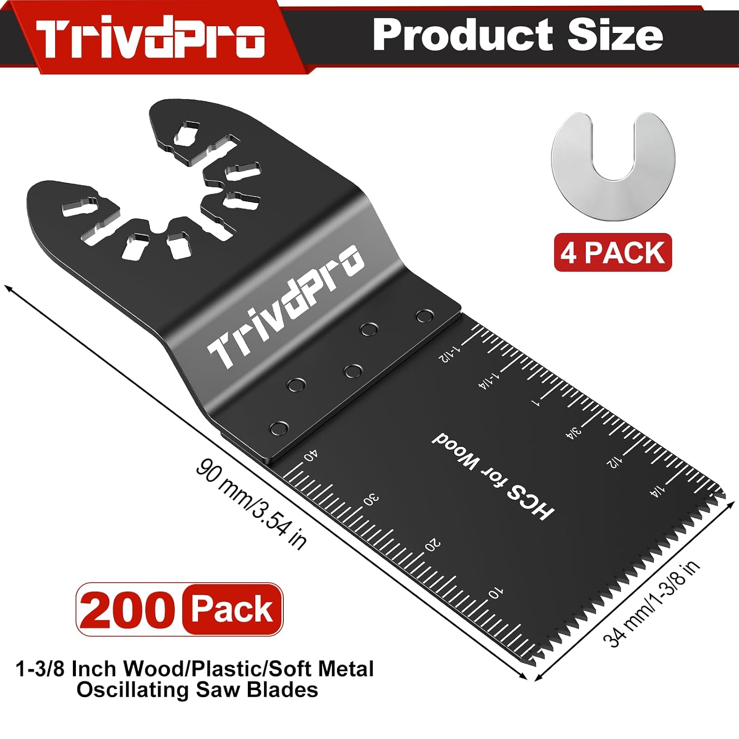 Detalle de TrivdPro 2025080401 Oscillating Saw Blades, 200-Piece HCS Set for Wood, Plastic & Soft Metal