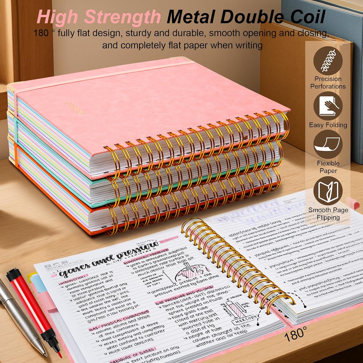 Detalle de GDGDSY 001 Hardcover Spiral Notebook, 8 x 10, 300 Pages, Pink
