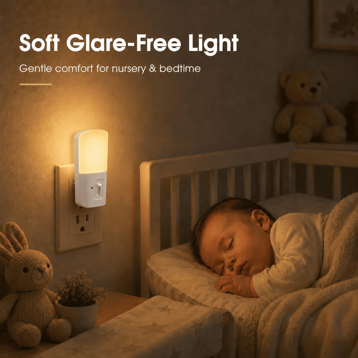 Detalle de LOHAS Dimmable Plug-In Night Lights, 2-Pack, 3000K, 5–80 lm