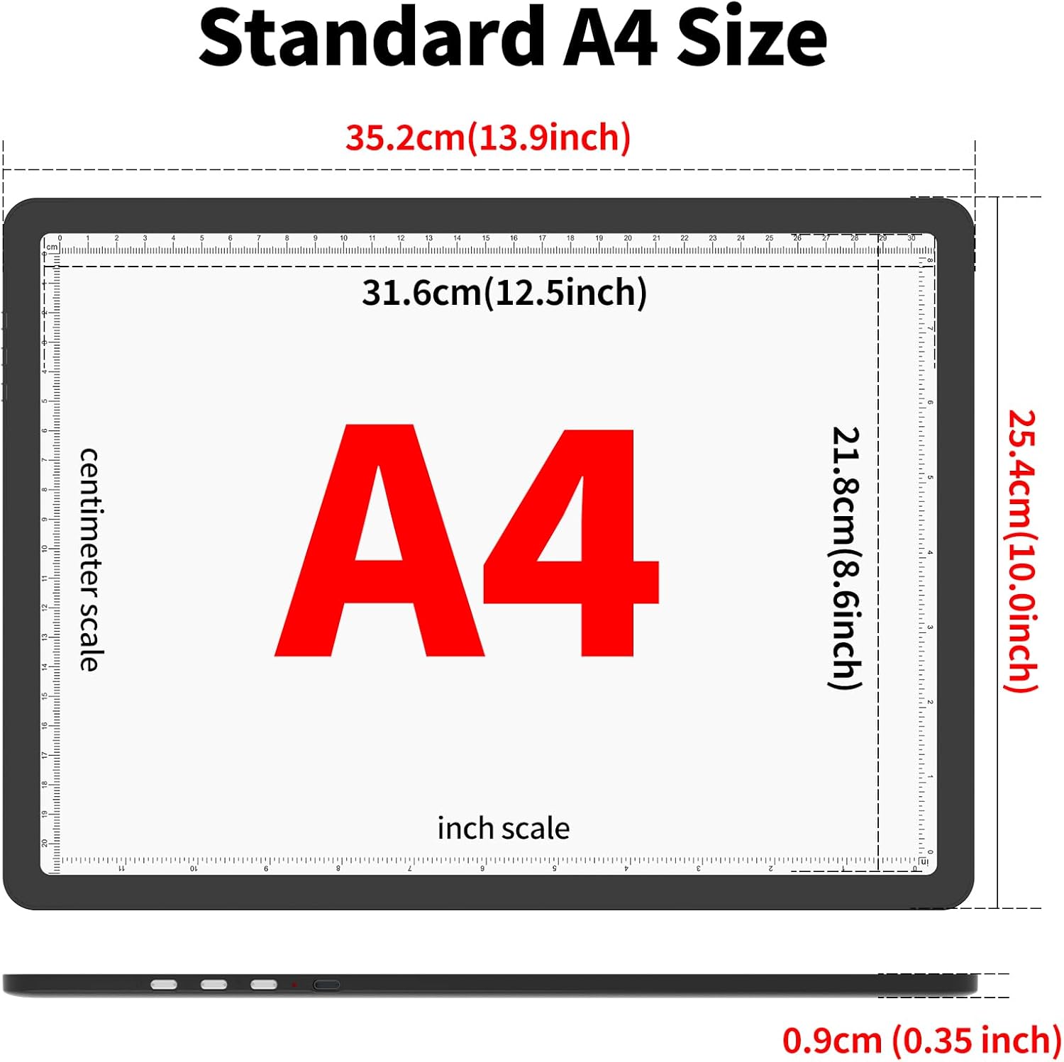 Thumbnail 1 de TOHETO A4 Light Board for Diamond Painting — Super-bright magnetic light pad with side buttons (corded)