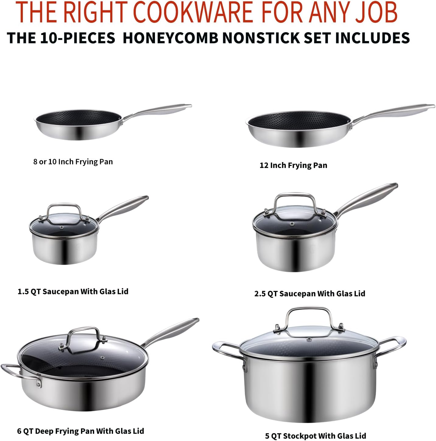 Detalle 2 de LOLYKITCH 10-Piece Hybrid Tri-ply Cookware Set