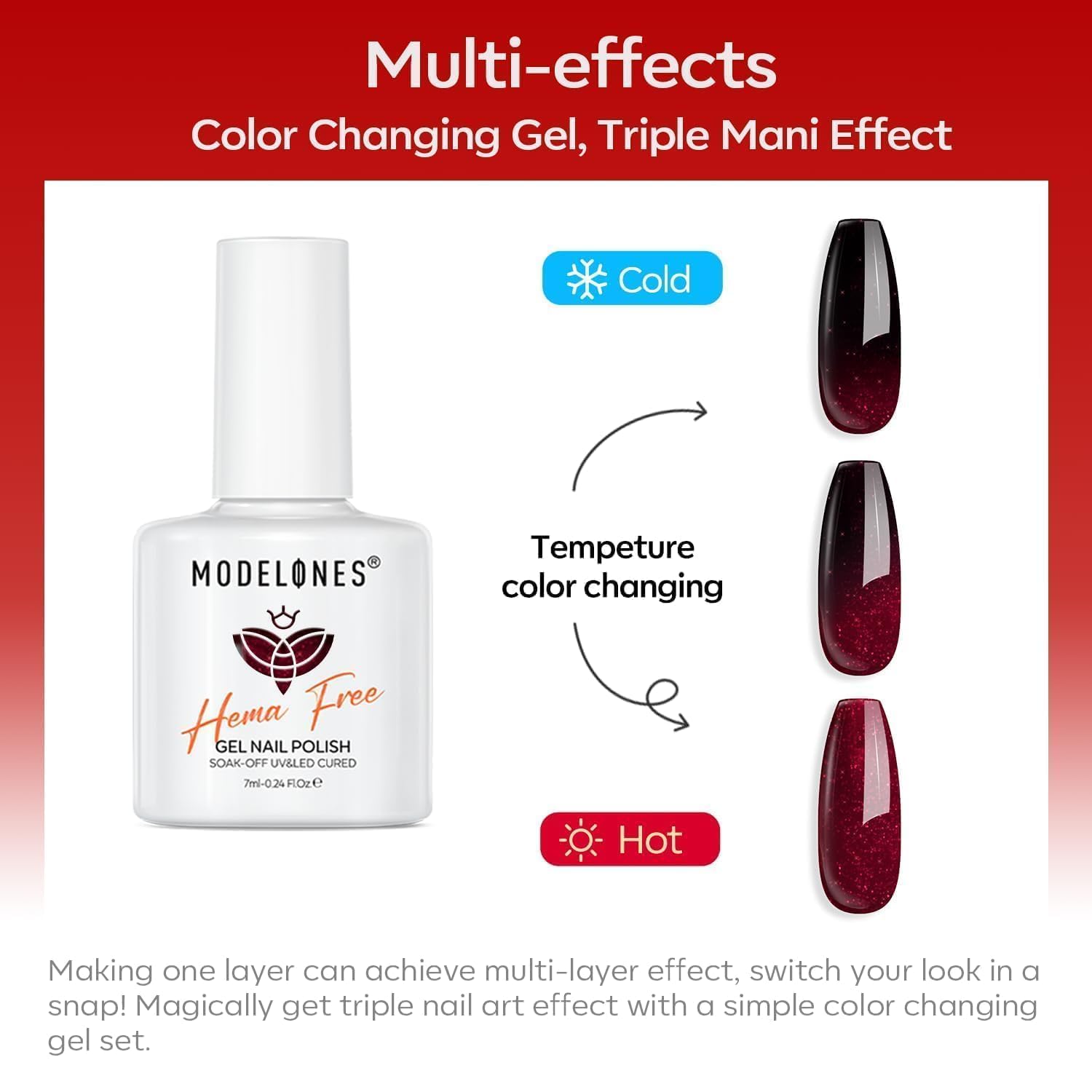 Thumbnail 5 de modelones Red Gel Nail Polish 6 Colors 💅