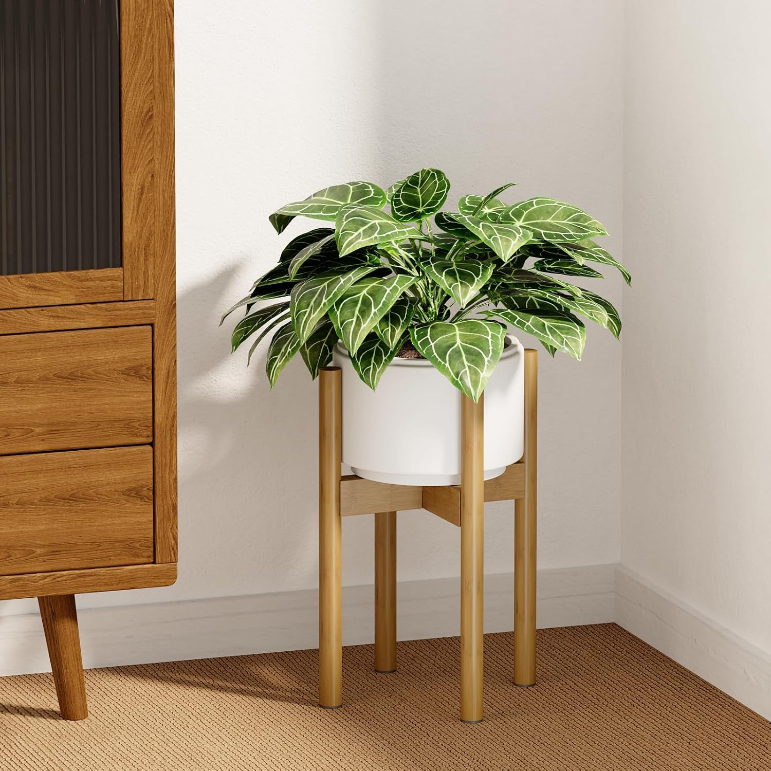 Thumbnail 1 de Bamworld Adjustable Plant Stand Indoor (Natural) – bamboo holder for 8 to 12 inch pots