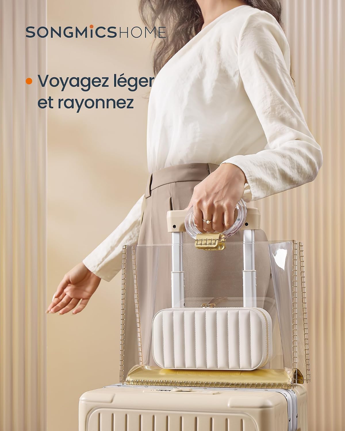 Thumbnail 1 de SONGMICS HOME ANAH Collection – Boîte à Bijoux de Voyage, 10,5 x 20,5 x 6 cm, surface PU blanc nuage