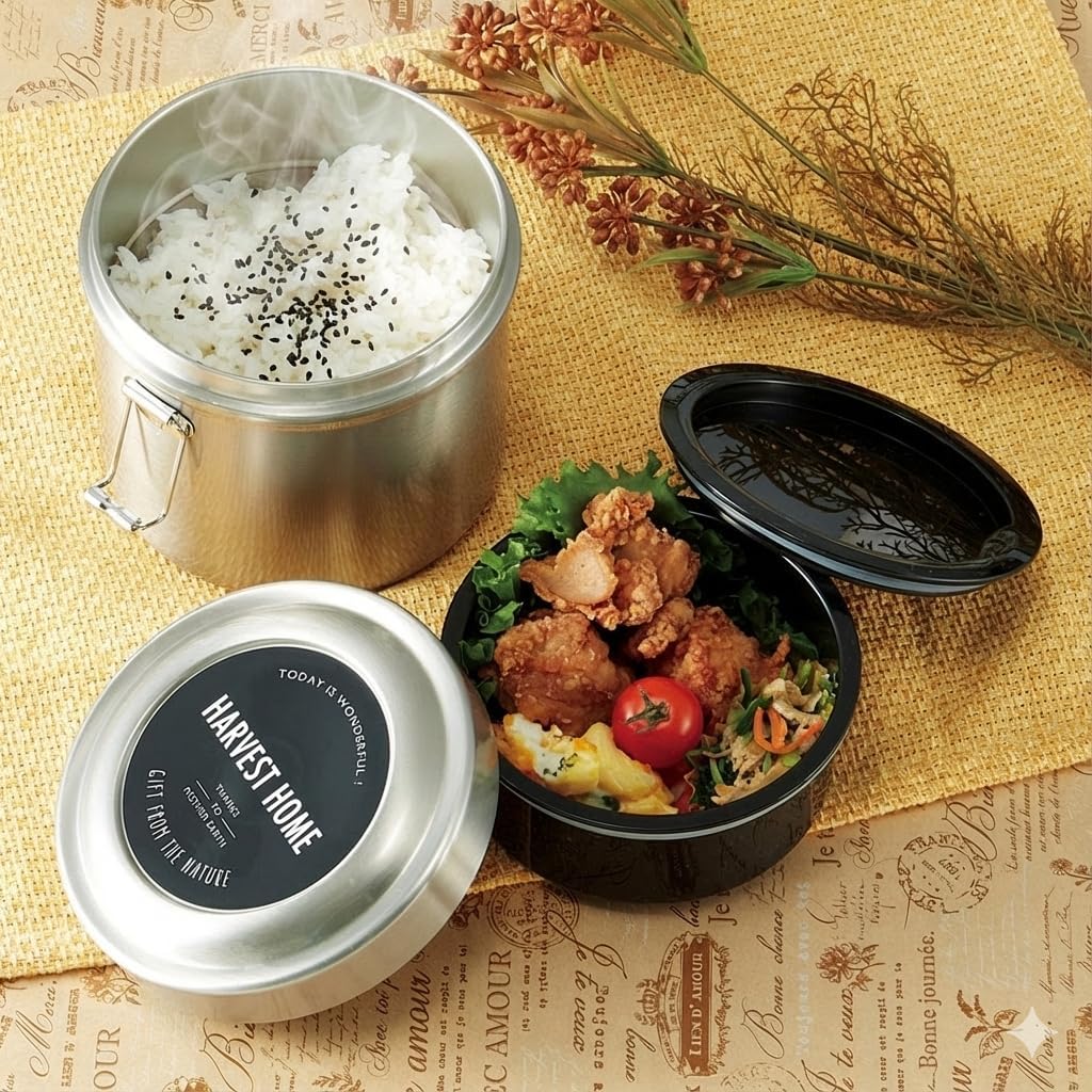 Detalle 2 de スケーター STLB3AG 保温弁当箱 丼型2段 1050ml 真空断熱・ステンレス製