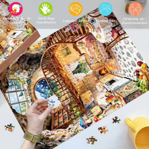 Detalle de HUADADA Puzzle 1000 Teile – Erwachsenes Felsenheim, 70 × 50 cm