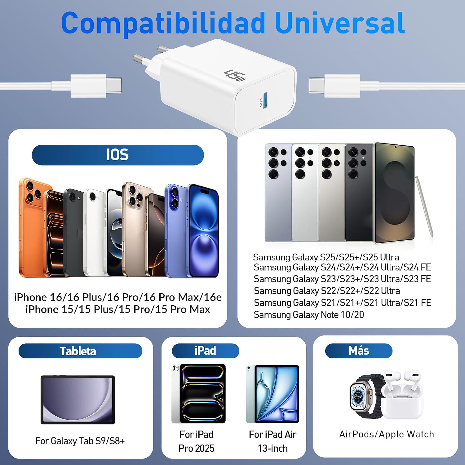 Thumbnail 4 de 45W Cargador USB C carga rápida
