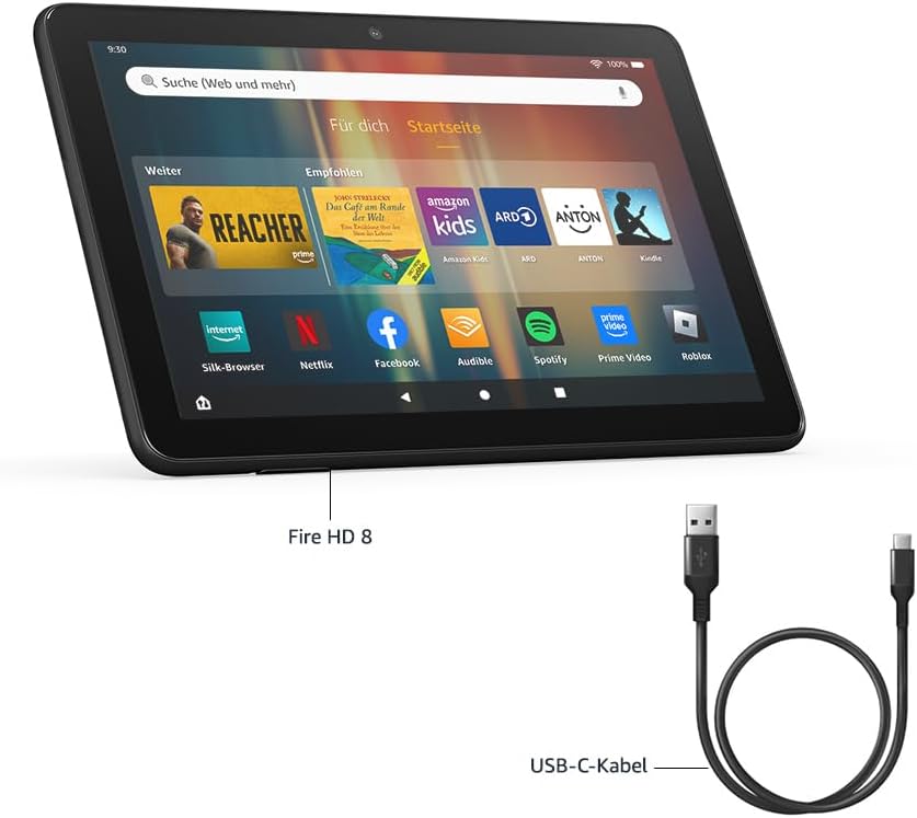 Detalle de Amazon Fire HD 8-Tablet (2024): 8-Zoll-Display, 3 GB RAM, 32 GB Speicher, ideal für Unterwegs