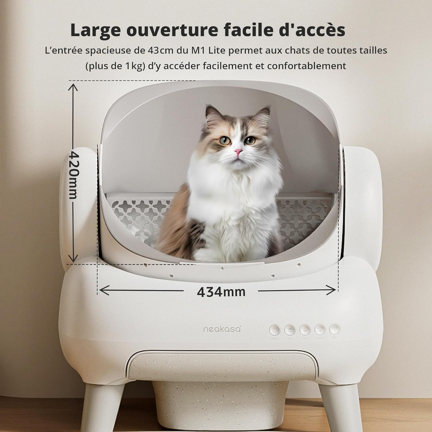 Detalle de Neakasa M1 Lite litière chat autonettoyante ouverte, contrôle via application (jusqu’à 14 jours sans nettoyage)