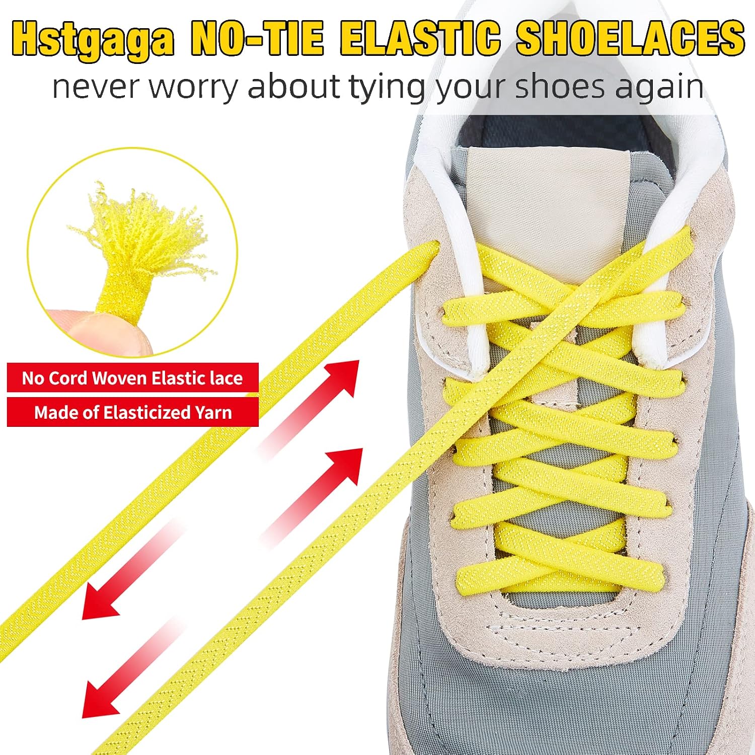 Detalle de Hstgaga Elastic Shoe Laces, 47-Inch