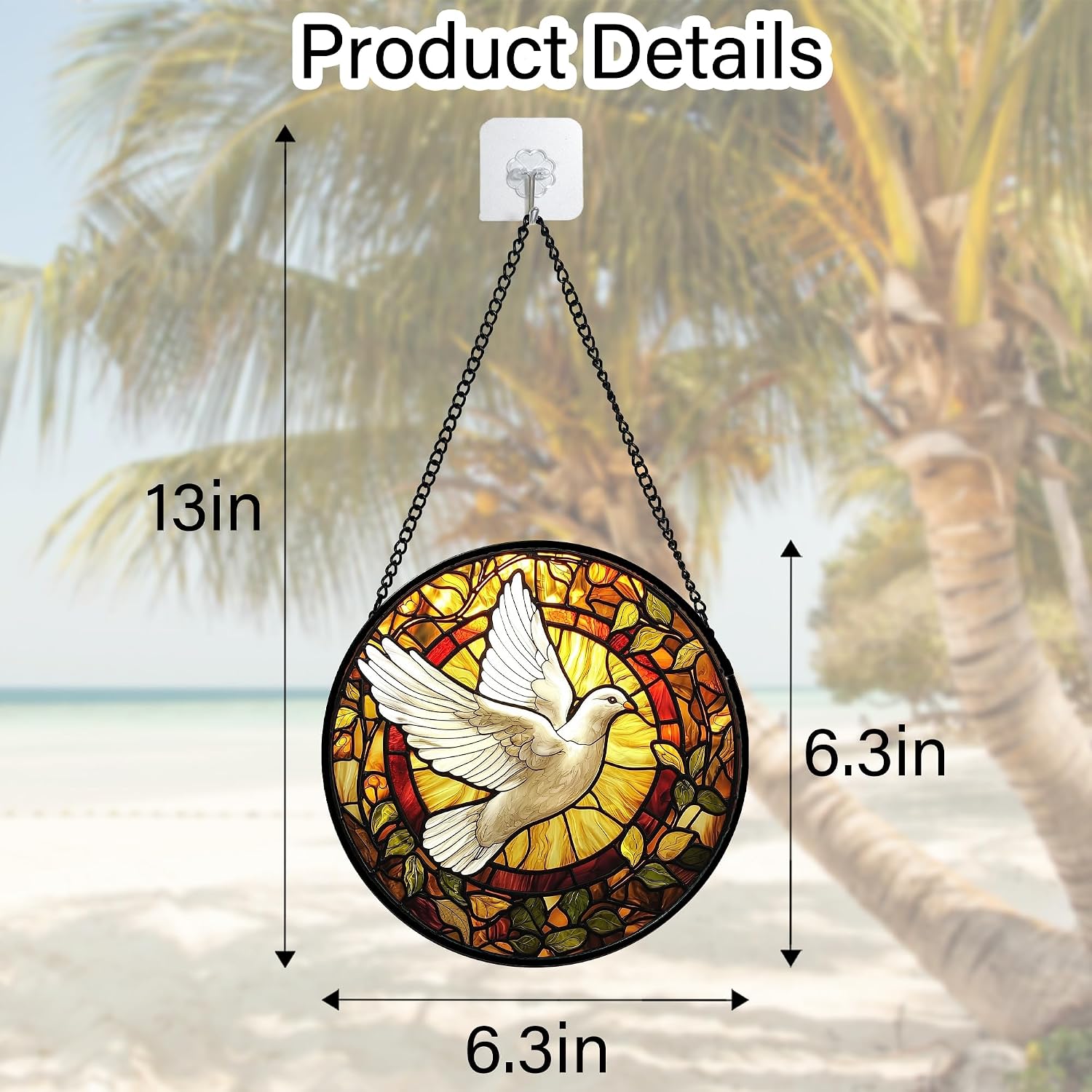 Thumbnail 6 de DASTOLL Flying White Dove Stained Glass Suncatcher, 6.3-Inch Window Hanging