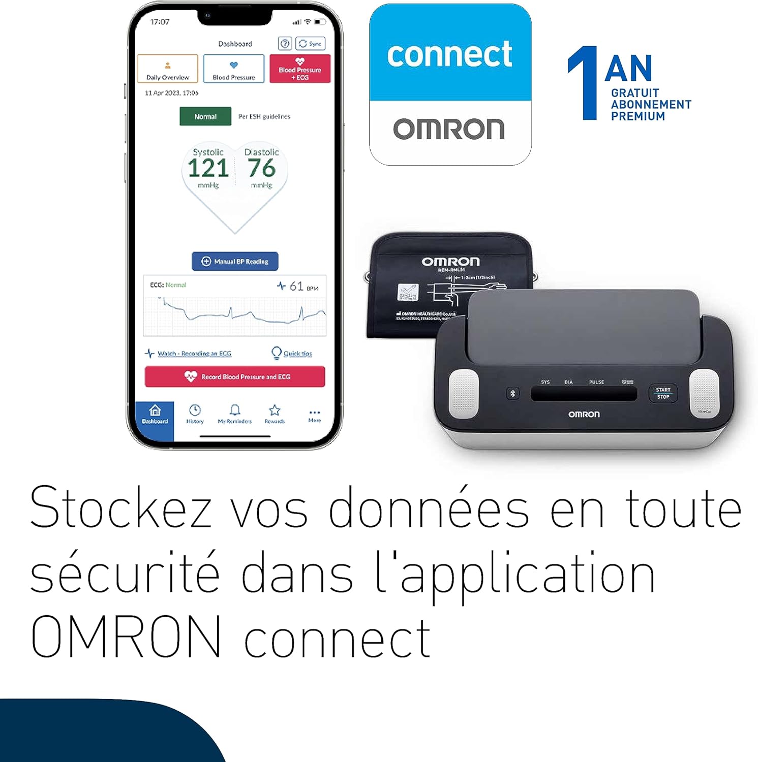 Thumbnail 4 de OMRON Complete Tensiomètre Bras et ECG 2 en 1