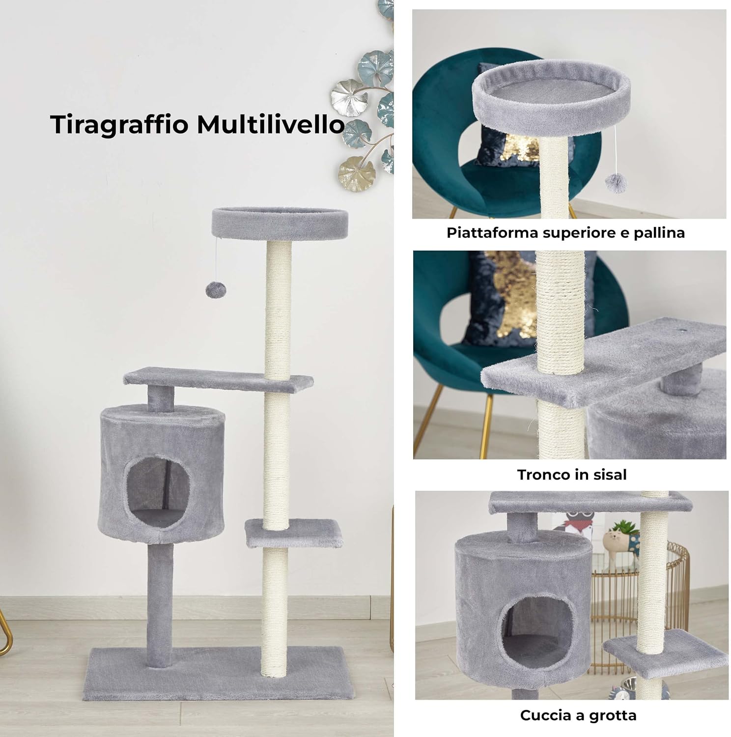 Detalle de Baroni Home tiragraffi 3 piani 105 cm grigio