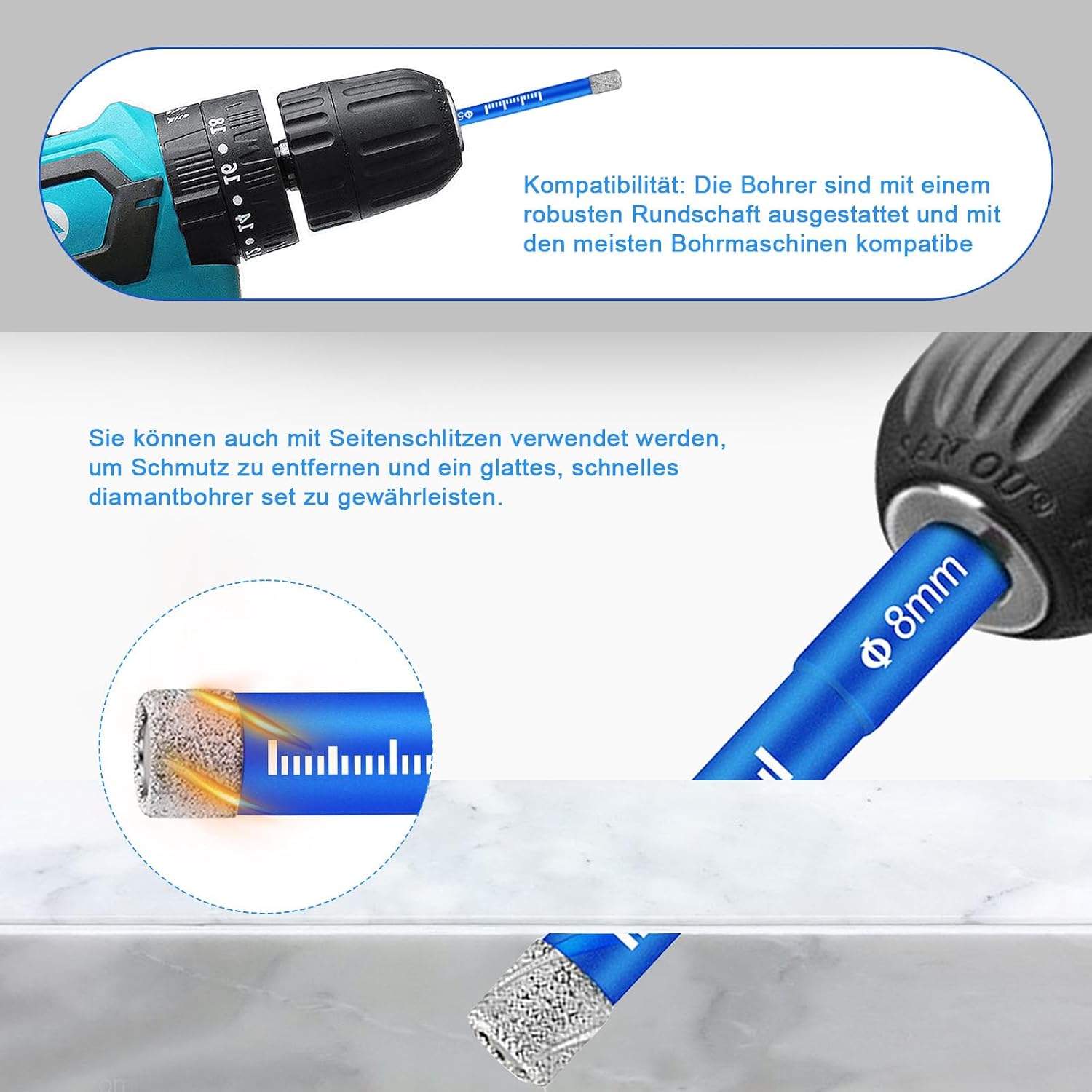 Thumbnail 3 de SURFOU Diamantbohrer-Set für Fliesen – 5–12 mm (inkl. 6 mm Metall/Porzellanbohrer)