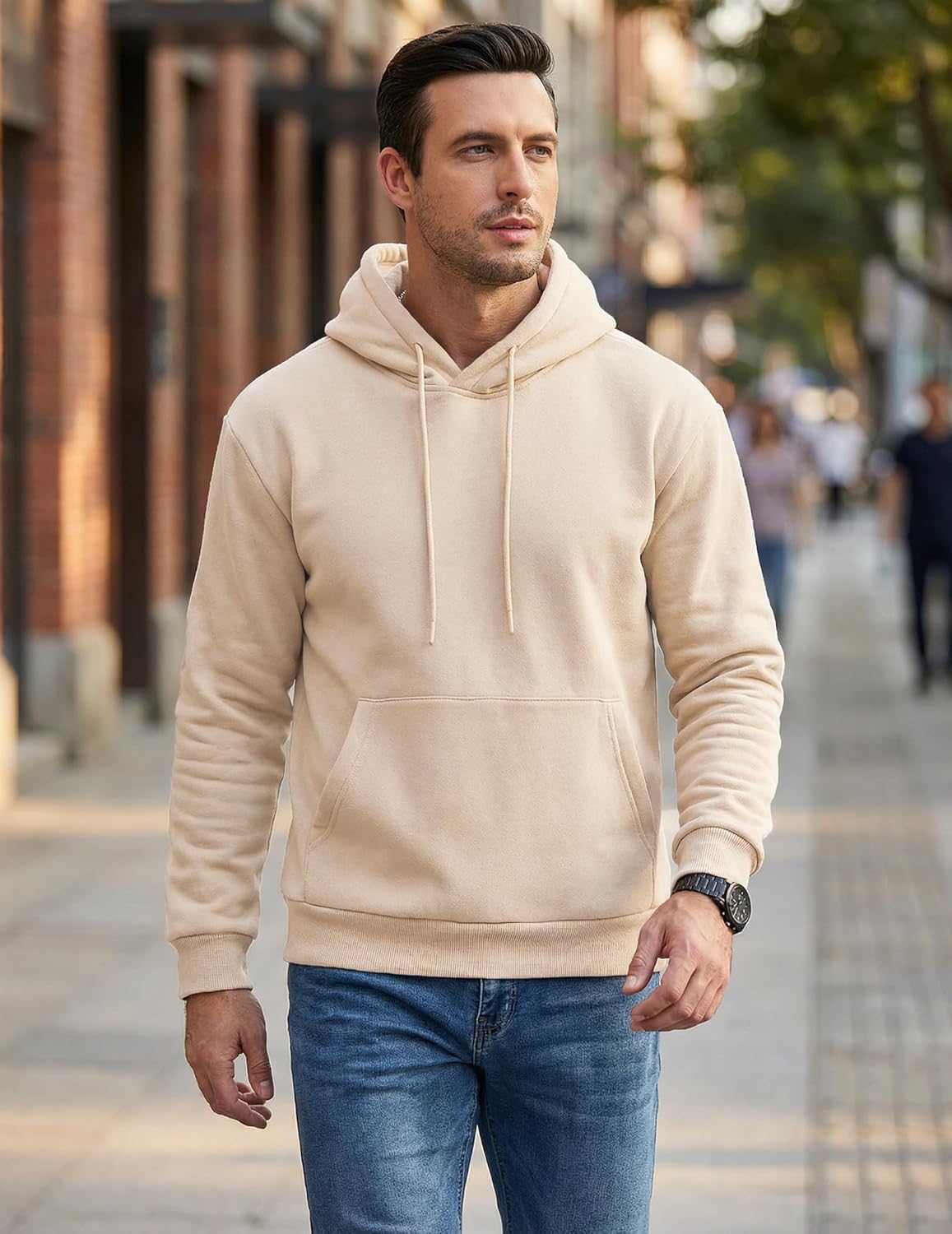 Thumbnail 3 de JMIERR Mens Casual Cotton Hooded Hoodie – Lightweight, Soft & Flexible Everyday Pick