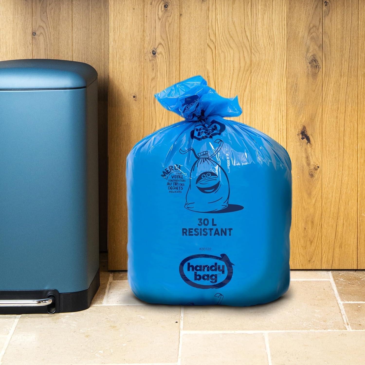 Detalle 1 de Handy Bag 30 l soppåsar, 15-pack i återvunnen plast med tät botten